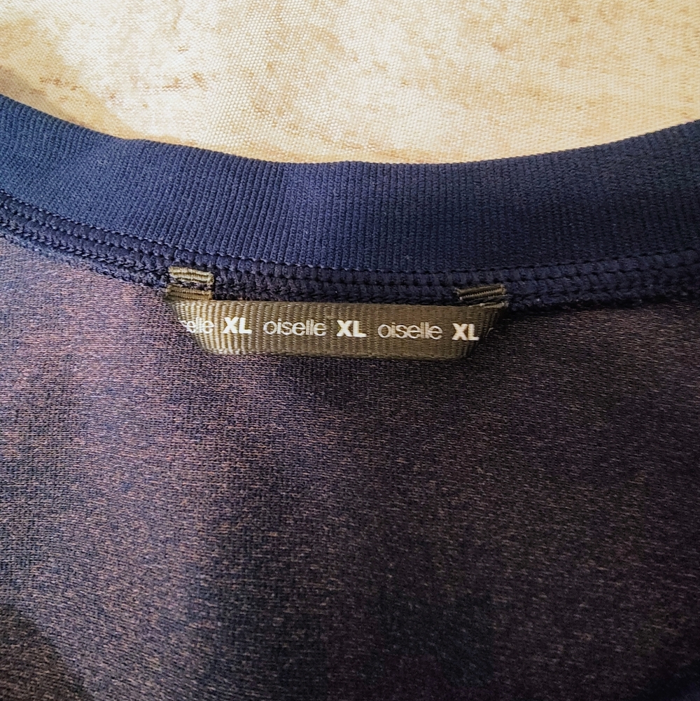 oiselle Navy Blue Long Sleeve Tee with Pink Bird Print - Picture 3 of 12